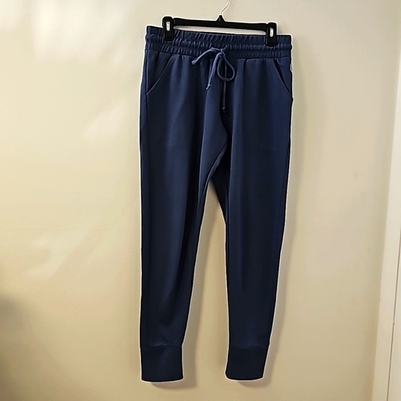 Free people movement blue jogers size medium with elastic waist with tie. Cuffs. - Picture 1 of 10